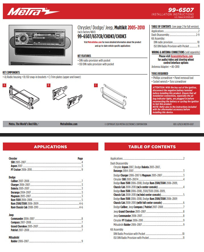 Consola METRA - CHRYSLER - DODGE - JEEP