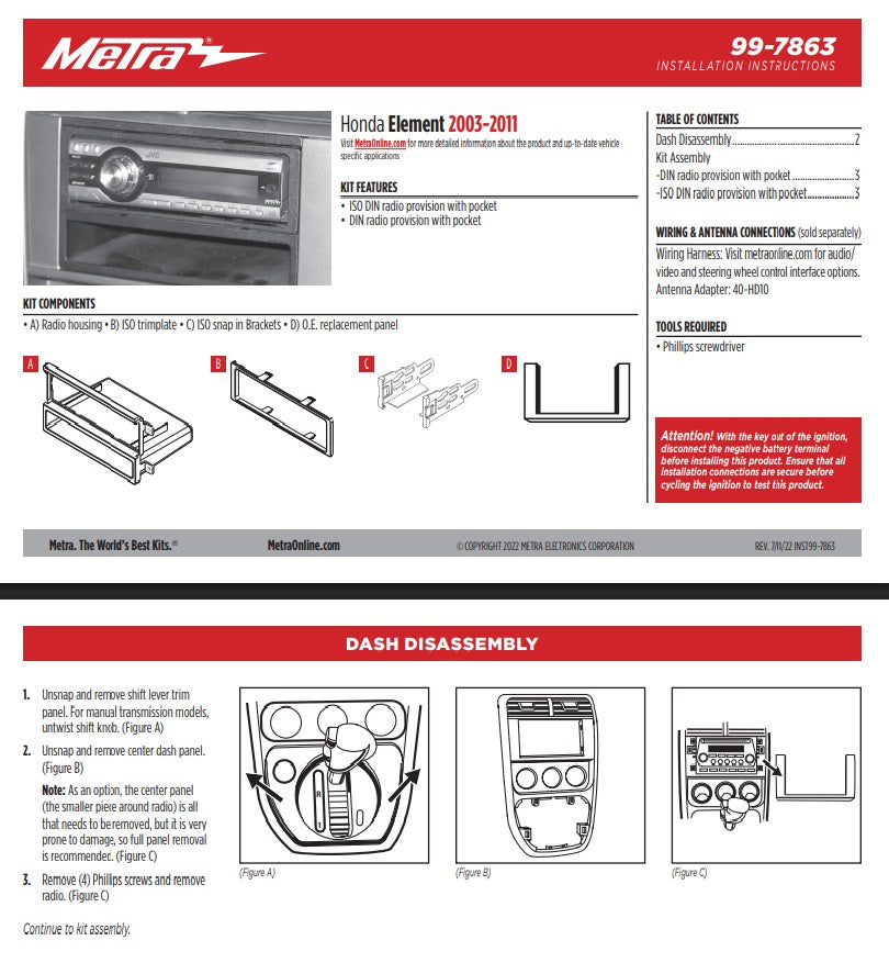 Consola METRA - Honda Element
