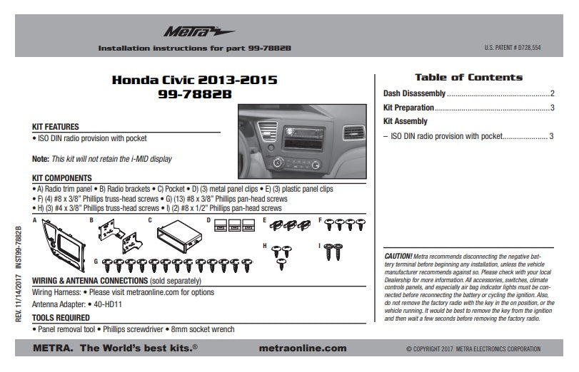 Consola METRA - Honda Civic