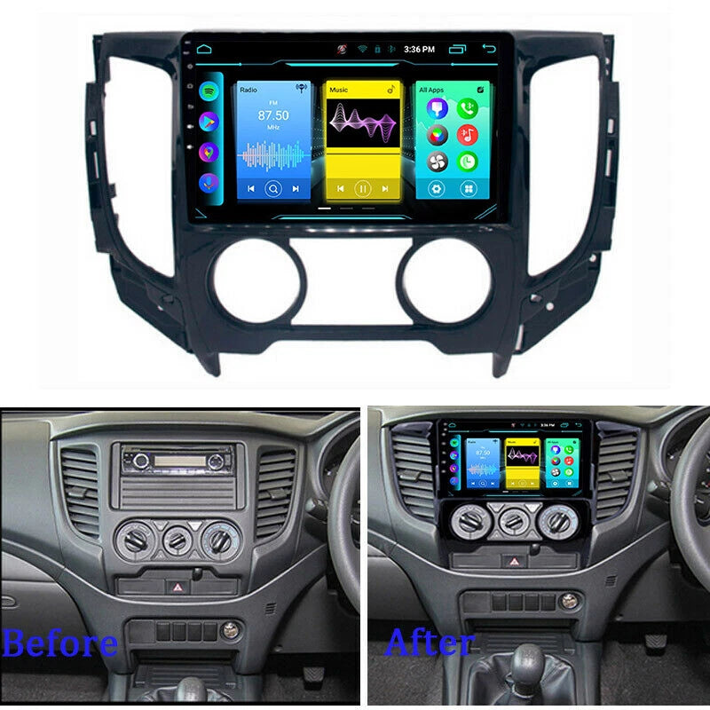 Consola para Mitsubishi Triton 2015 (9 pulgadas, AC manual, negro UV)