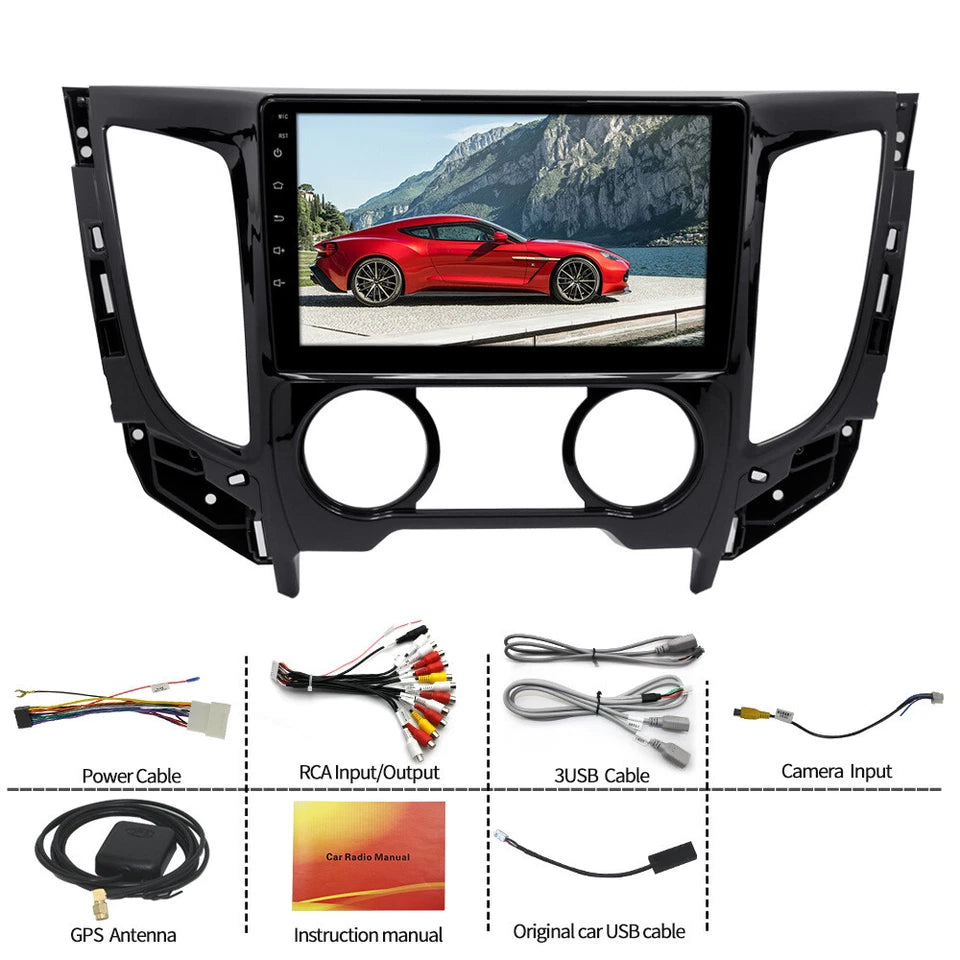 Consola para Mitsubishi Triton 2015 (9 pulgadas, AC manual, negro UV)