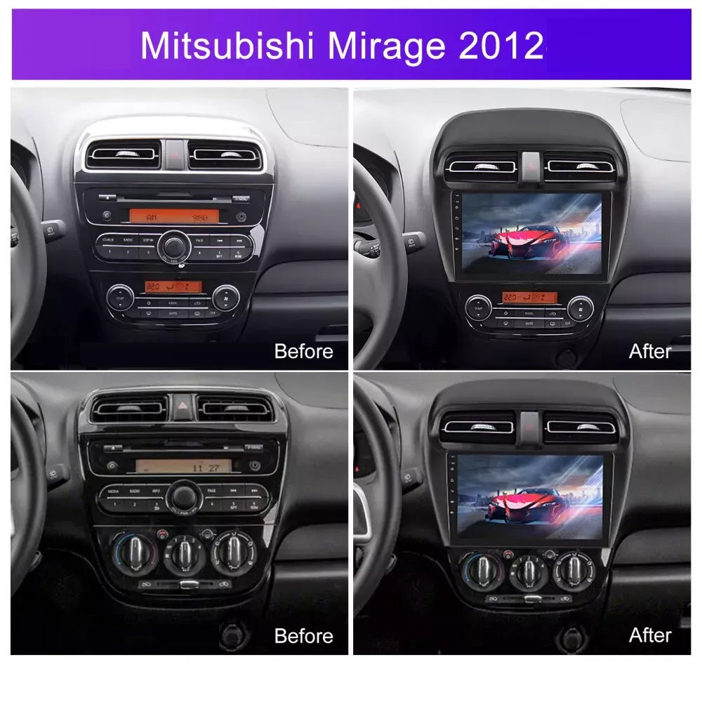 Consola para Mitsubishi Mirage 2012 (9 pulgadas, negro UV)