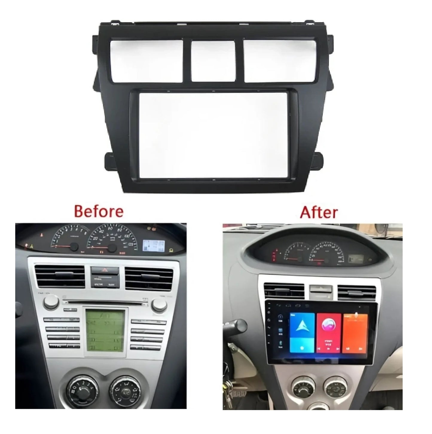 Consola para Toyota Vios 2008-2013 (10.1 Pulgadas, Negro)