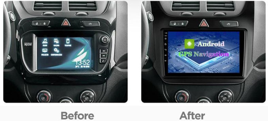 Autoradio + Consola para GM/CHEVROLET COBALT 2016+ (9 Pulgadas, Negro Mate)