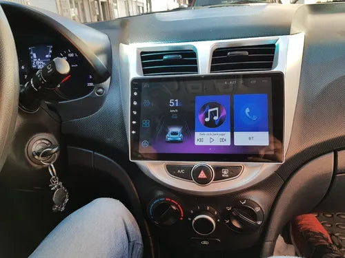 Consola para Hyundai Verna 2010-2014 (9 Pulgadas, con Aire Acondicionado Automático, Color Plata)