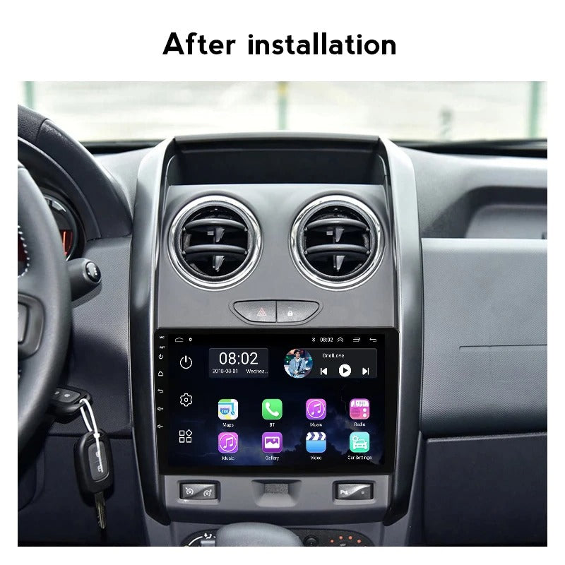 Autoradio + Consola para Renault Duster 2015+ (9 Pulgadas, Negro)