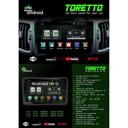 Autoradio Android  7" 1 DIN Toretto (2+32GB)