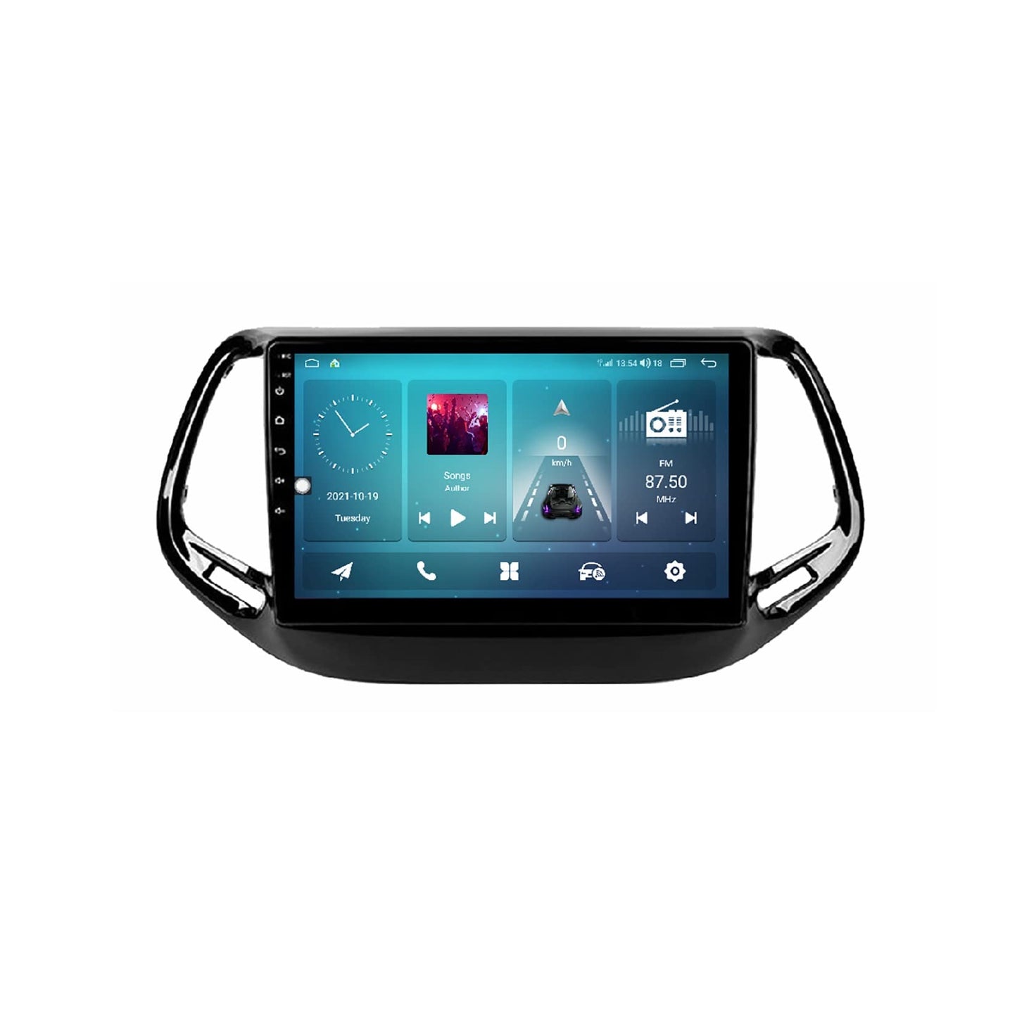 Autoradio + Consola para Jeep Compass 2017 (10.1 Pulgadas, Color Negro)