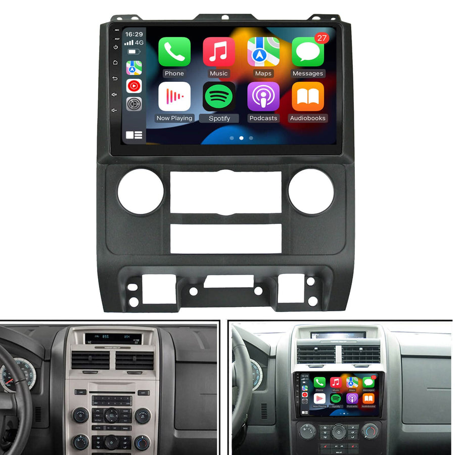 Autoradio + Consola para Ford Escape 2008-2012 (9 Pulgadas, Negro)