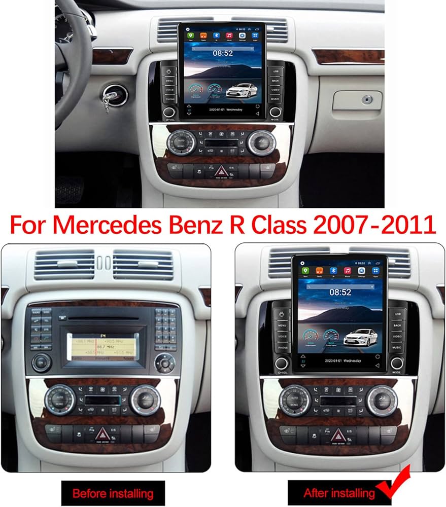 Autoradio + Consola para MERCEDES BENZ R CLASS 2004-2011 (9 Pulgadas, MATT BLACK)