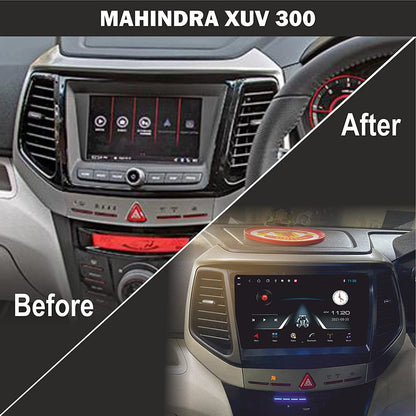 Autoradio + Consola para Mahindra XUV300 (baja gama, 9 pulgadas)