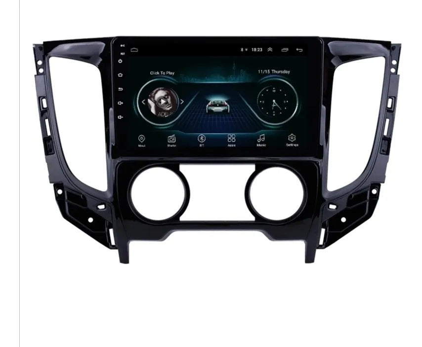 Autoradio + Consola para Mitsubishi Triton 2015 (9 pulgadas, AC manual, negro UV)