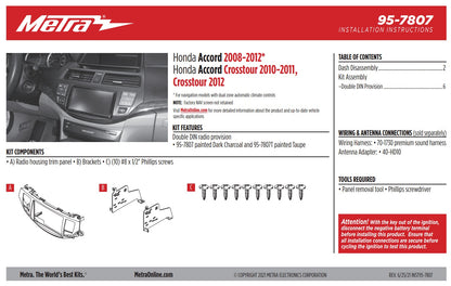 Consola METRA - Honda Accord/ CROSSTOUR