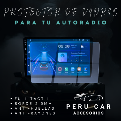 Mica de Vidrio para Autorradio Android 9"