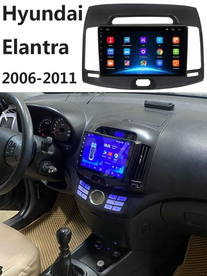 Autoradio + Consola para Hyundai Elantra 2006-2011 (9 Pulgadas, LHD, Coreano, Color Negro)