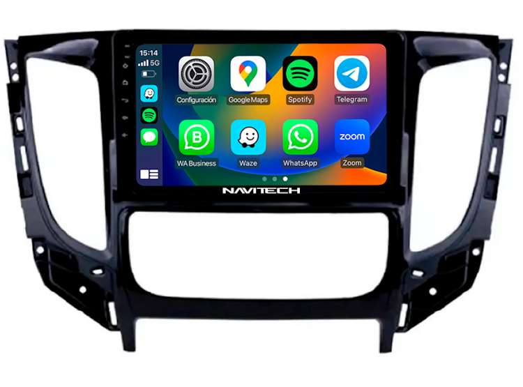 Autoradio + Consola para Mitsubishi Pajero Sport 2017 (9 pulgadas, negro UV)