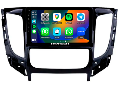 Autoradio + Consola para Mitsubishi Pajero Sport 2017 (9 pulgadas, negro UV)