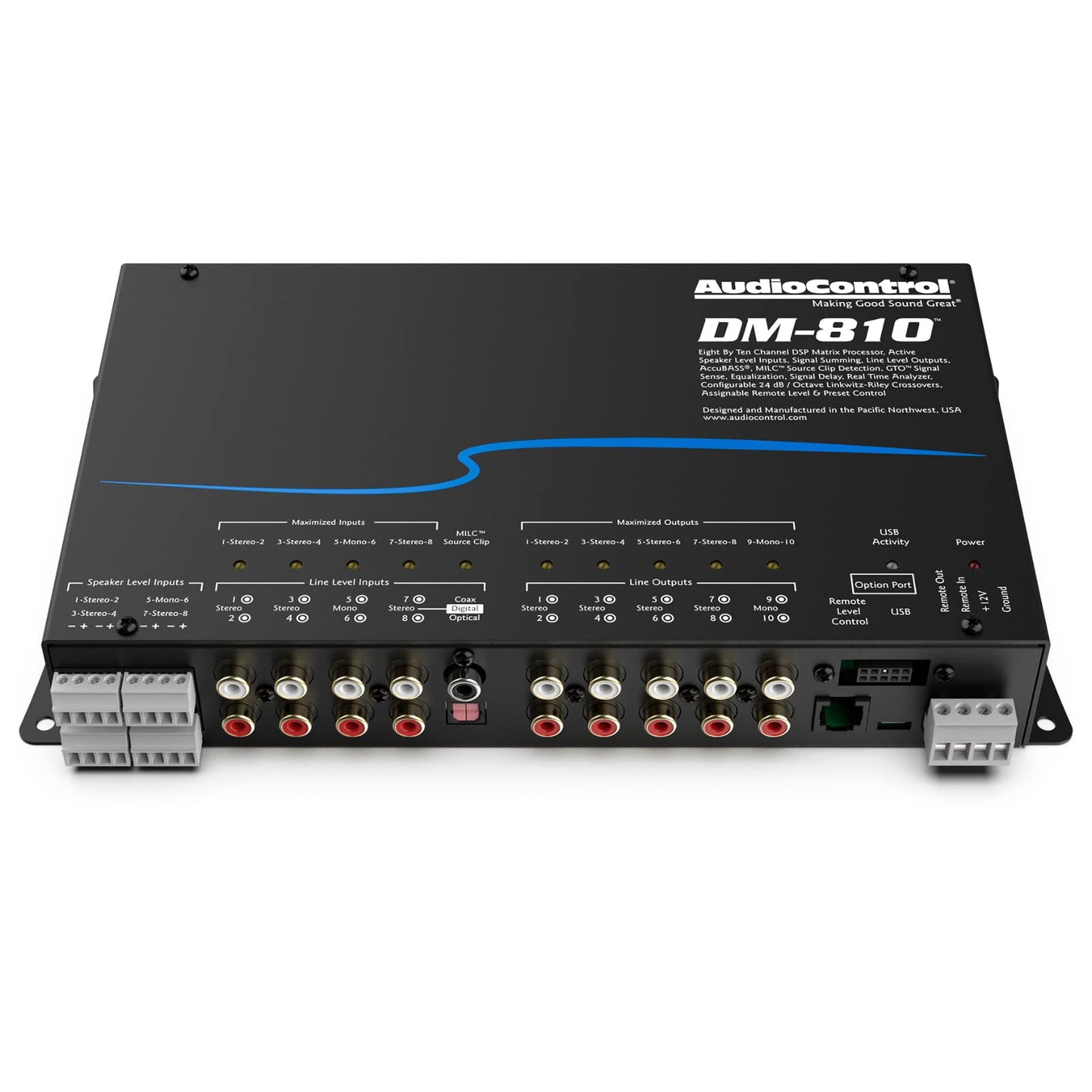 AudioControl 8x10 Matrix DSP With EQ, AccuBASS(R), Crossover and Signal Delay Black 12 V