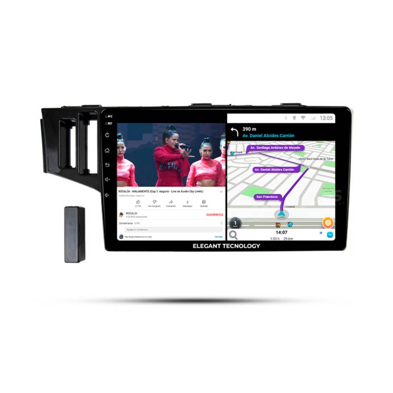 Consola para Honda FIT/ Jazz 2013-2015 (10.1 Pulgadas, LHD, Con Orificio para SRS, Negro UV)
