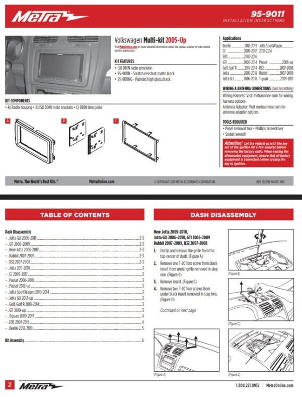 Consola METRA - VOLKSWAGEN MULTI -KIT UP