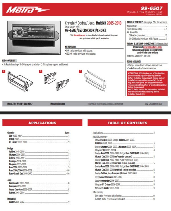Consola METRA - CHRYSLER - DODGE - JEEP