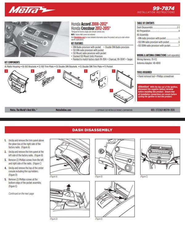 Consola METRA - Honda Accord