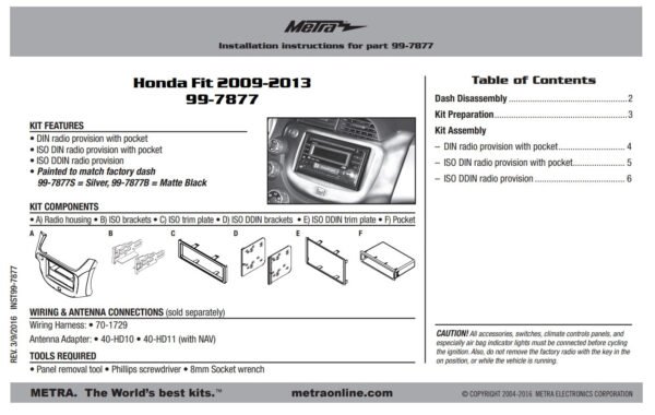 Consola METRA - Honda FIT Color Plata