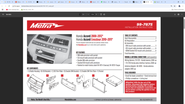 Consola METRA - Honda Accord