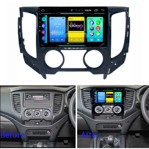 Consola para Mitsubishi Triton 2015 (9 pulgadas, AC manual, negro UV)