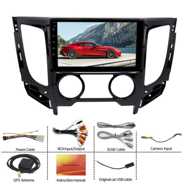 Consola para Mitsubishi Triton 2015 (9 pulgadas, AC manual, negro UV)